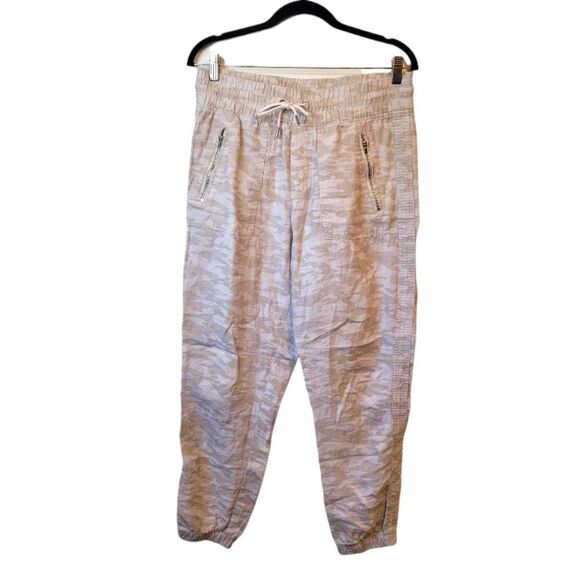 Athleta Women's Light Tan Camo Cabo Tide Linen Joggers Size 6 - Picture 1 of 6